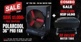 NEW! PolarCool Pro 36" + 90 Gallon Water Cart Combo - Portable Cooling for 3,200 Sq. Ft.