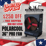 NEW! PolarCool Pro 36" Direct Drive Variable Speed Powder Coated Fan